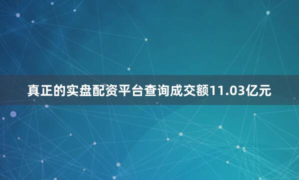 真正的实盘配资平台查询成交额11.03亿元